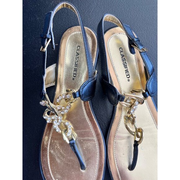Classified Sandals Flip flop style with straps Black with Stones 6.5M - Picture 5 of 8